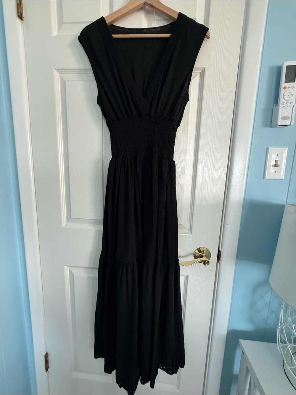 Halara Black Dress Smocked Waist Black NEW Extra Small XS